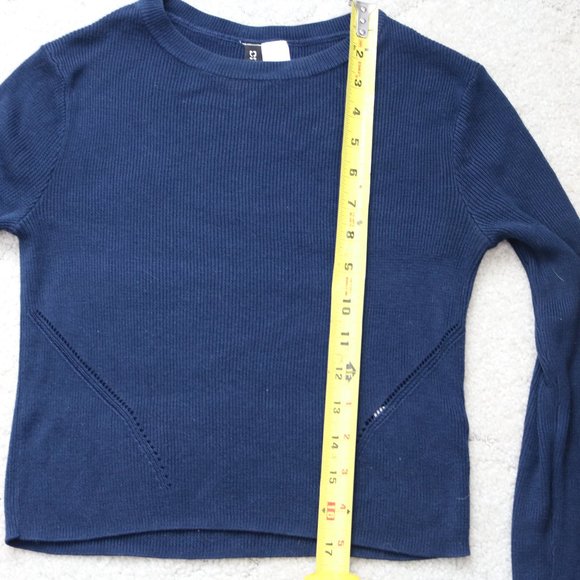 Navy Long Sleeve Crop Top Size XS - Picture 4 of 6